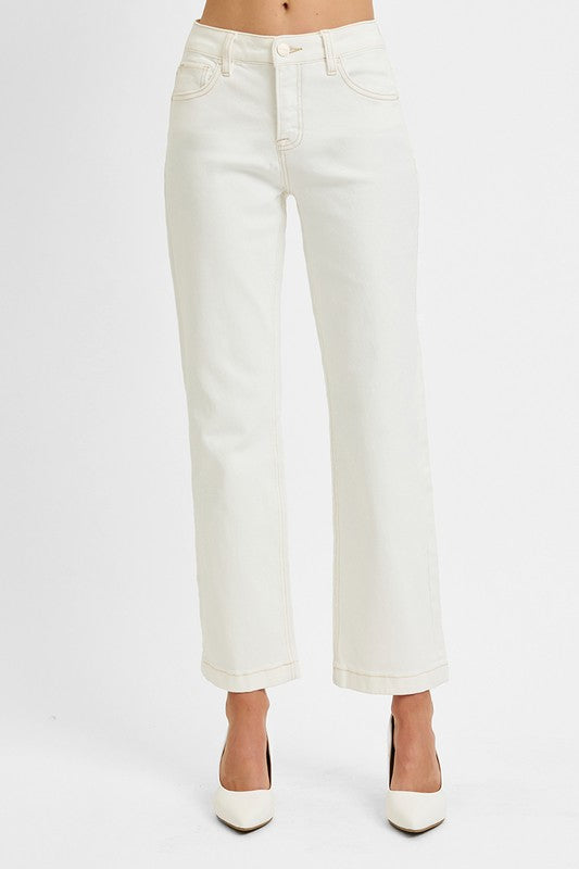 Spring Statement Of Mind Cream Straight Leg Risen Jeans