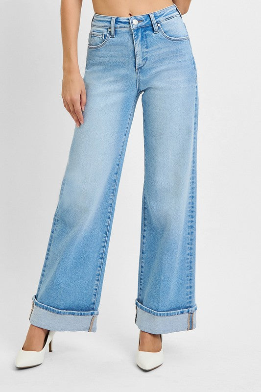 Lesson Learned Wide Leg Risen Jeans