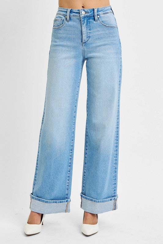Lesson Learned Wide Leg Risen Jeans