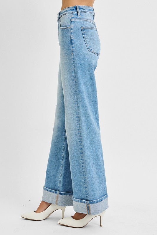 Lesson Learned Wide Leg Risen Jeans