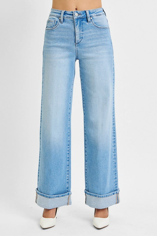Lesson Learned Wide Leg Risen Jeans