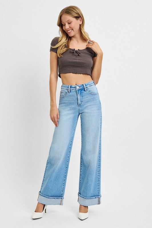Lesson Learned Wide Leg Risen Jeans