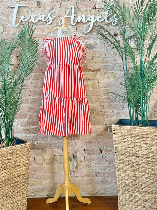 Summer Sunset Red Striped Dress