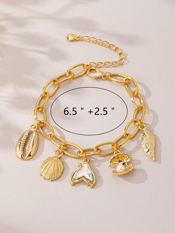 Gold Sea Life Charm Bracelet