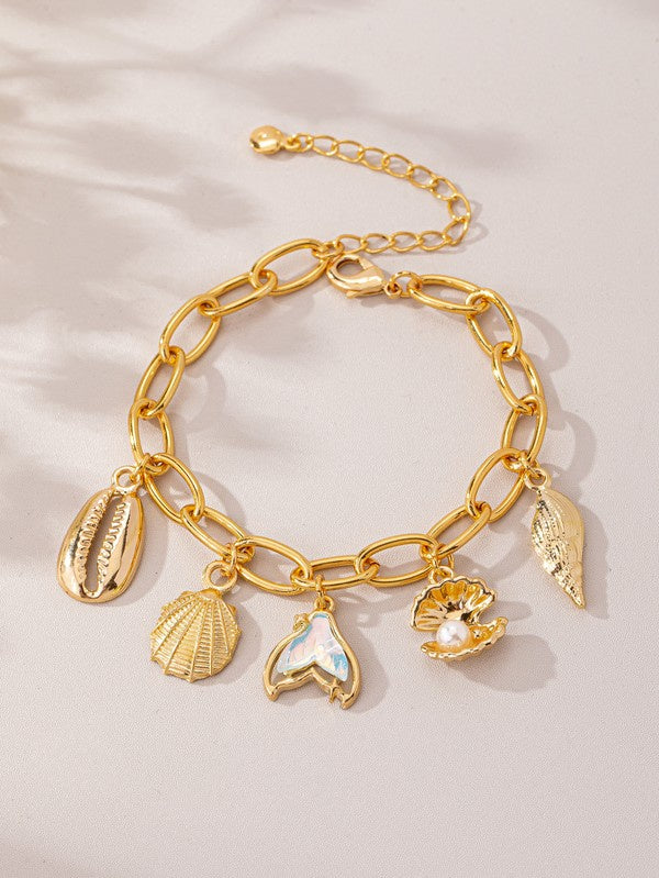 Gold Sea Life Charm Bracelet