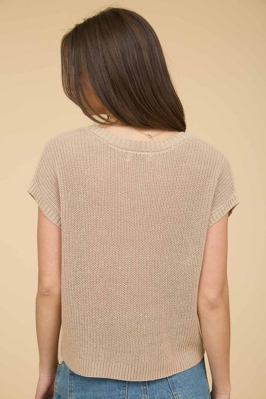 The Key To Happiness Taupe Knit Top