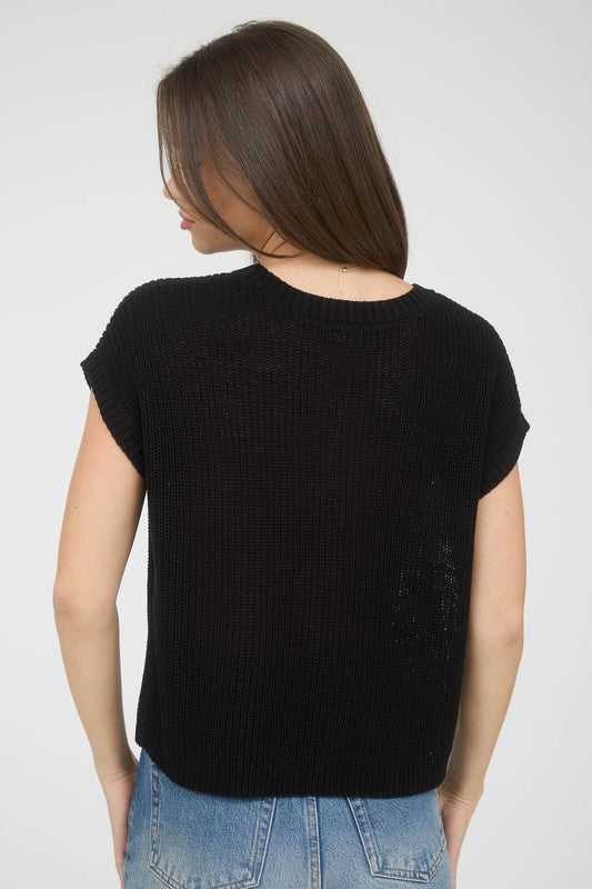 The Key To Happiness Black Knit Top