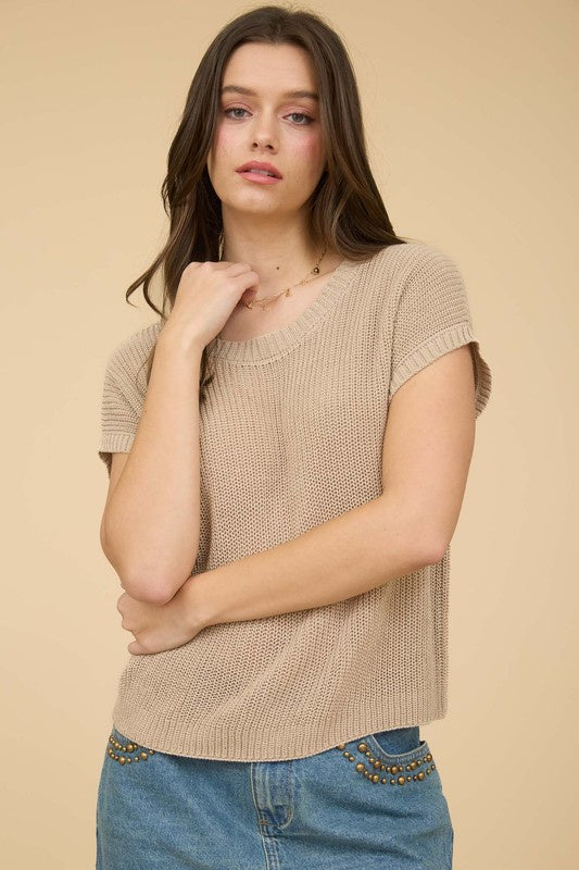 The Key To Happiness Taupe Knit Top