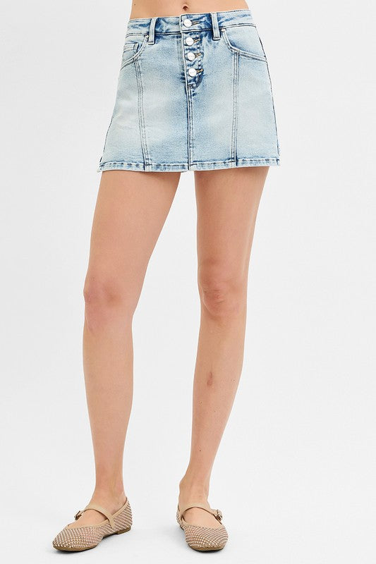 Your Secret Is Safe With Me Denim Risen Skort