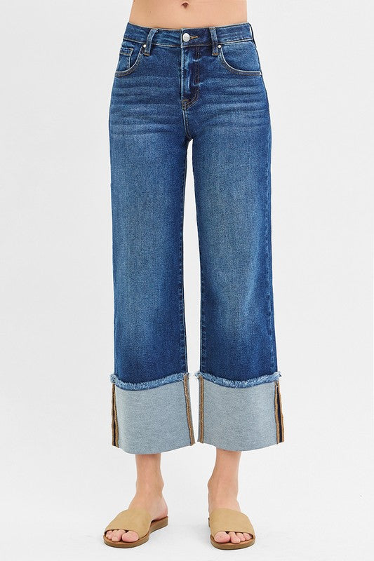 Counting On You Cropped Wide Leg Risen Jeans