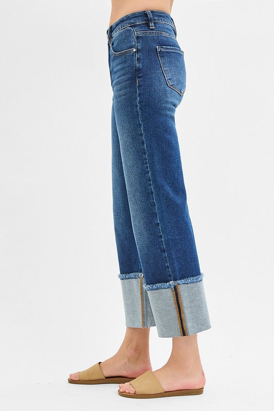 Counting On You Cropped Wide Leg Risen Jeans