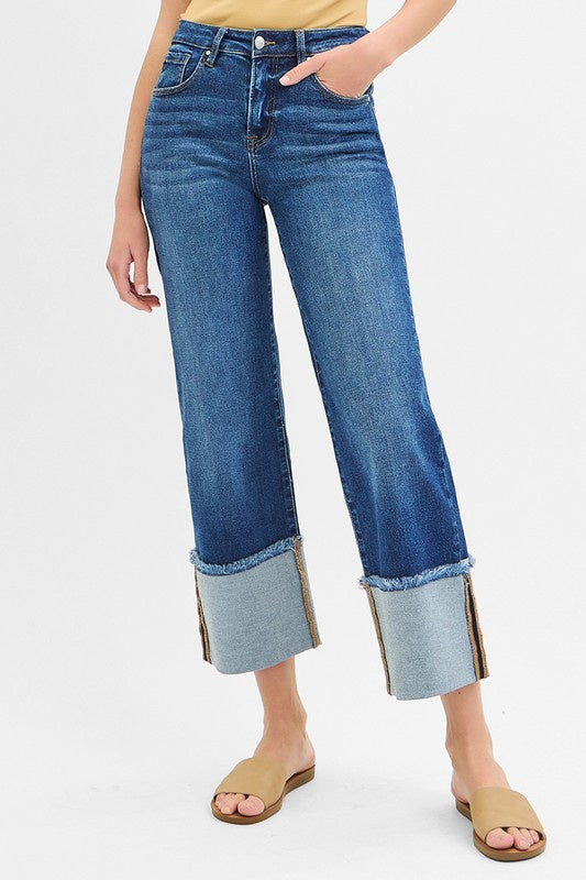 Counting On You Cropped Wide Leg Risen Jeans
