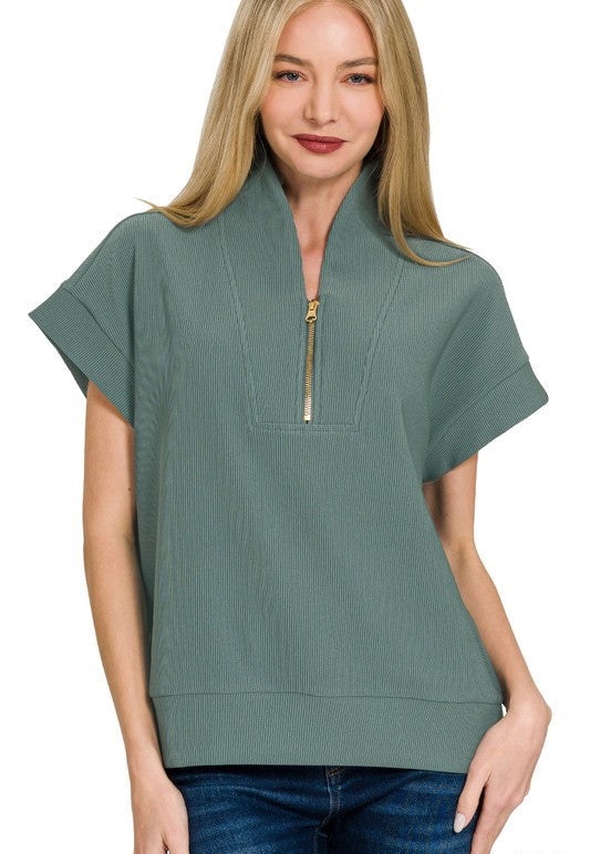 Trust The Timing Jade Zip Up Top