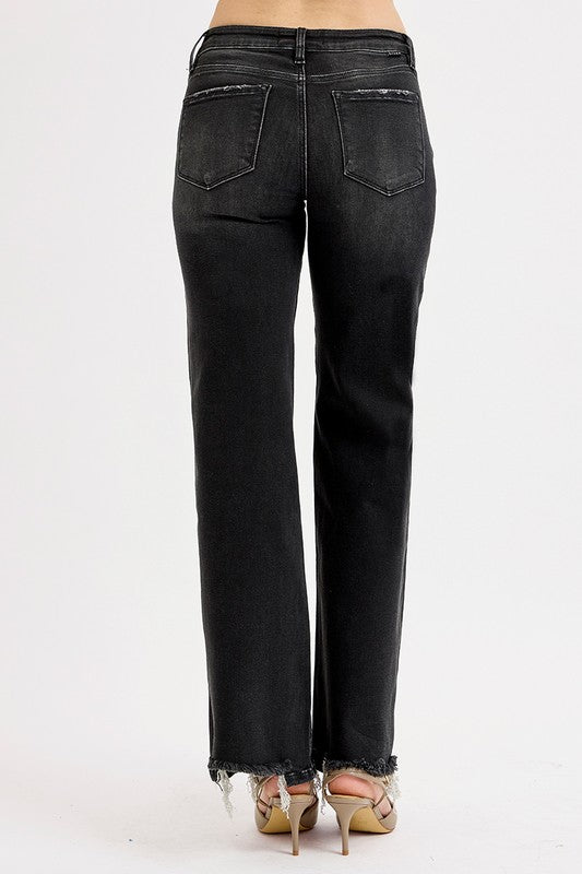 Lets Bet On It Black Wide Leg Risen Jeans
