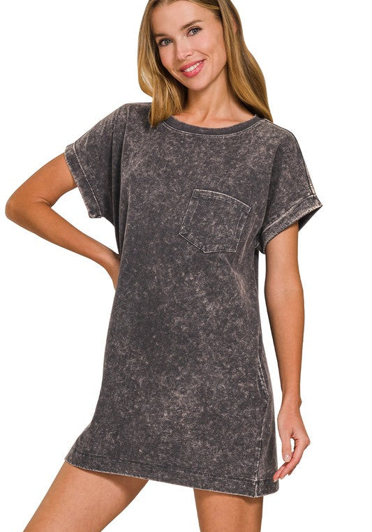 Hope You’re Well Black Mineral Wash Dress