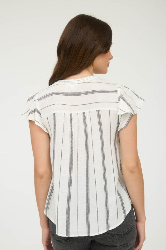 40% Off - Guitars & Cadillacs Grey Striped Top