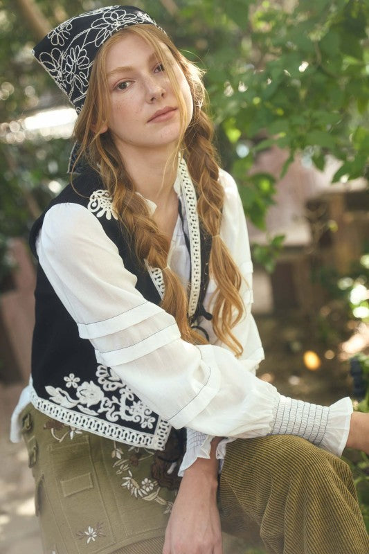 Easier Said Than Done Black Embroidered Vest