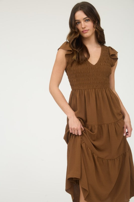 Don't Mind If You Do Brown Mid Maxi Dress
