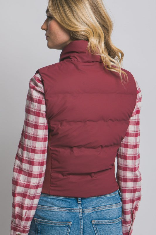 Winter Vacation Burgundy Puffer Vest