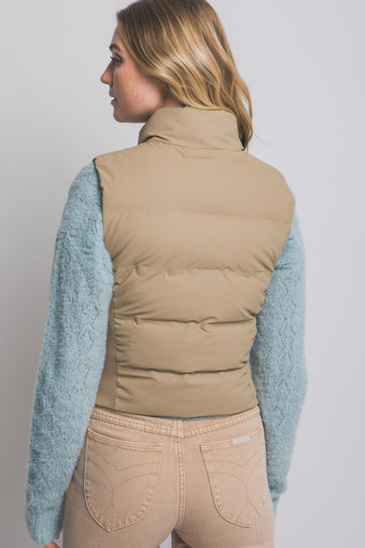 Winter Vacation Khaki Puffer Vest