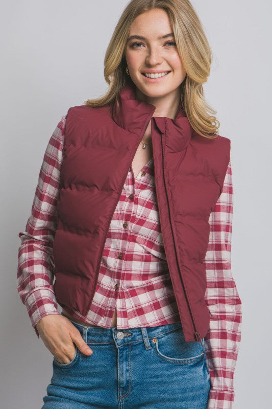 Winter Vacation Burgundy Puffer Vest