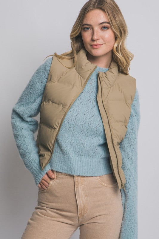 Winter Vacation Khaki Puffer Vest