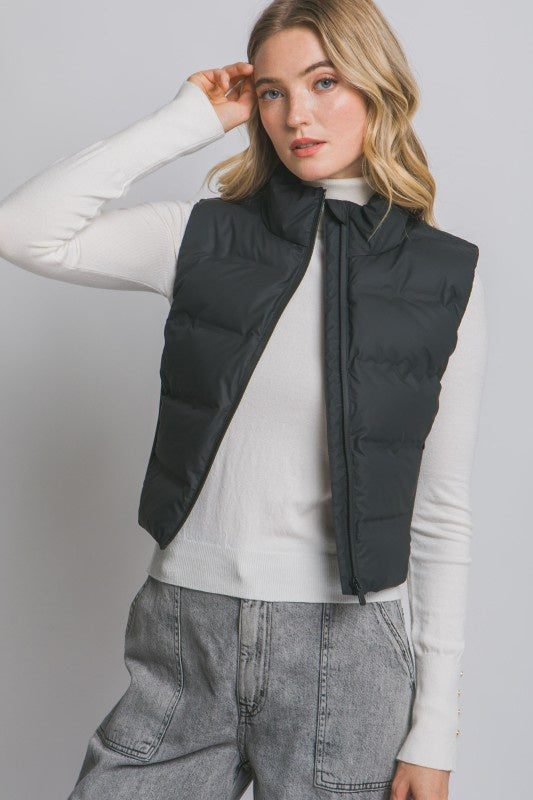 Winter Vacation Black Puffer Vest