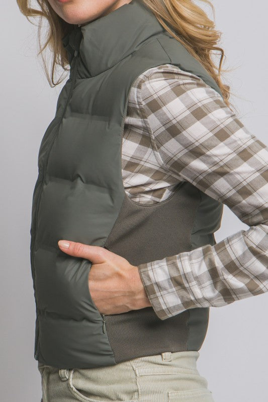Winter Vacation Olive Puffer Vest