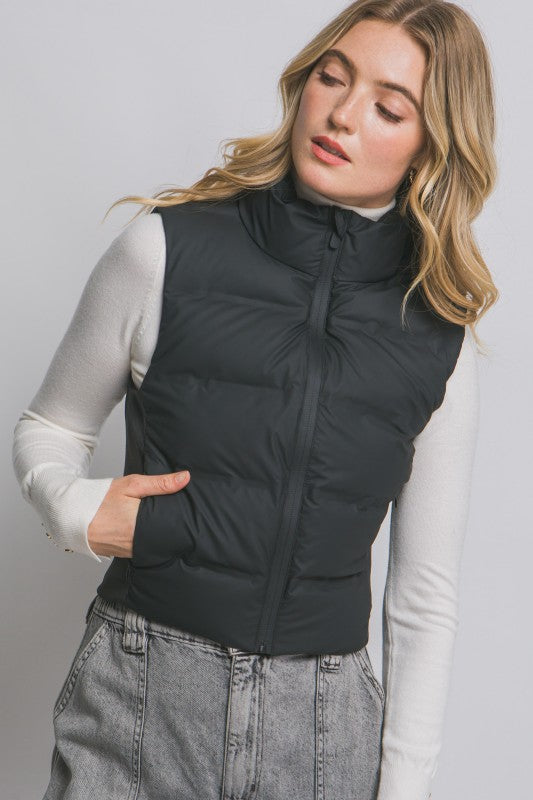 Winter Vacation Black Puffer Vest
