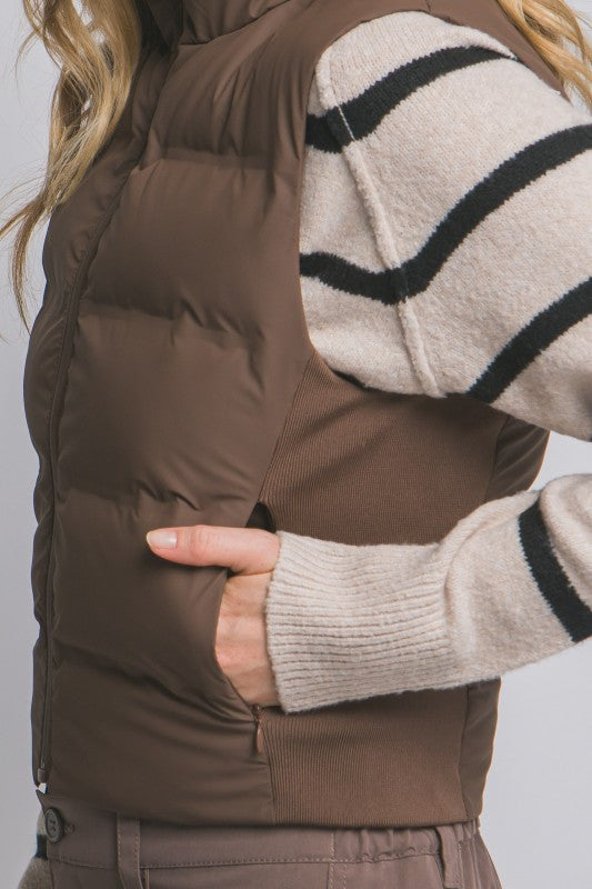 Winter Vacation Brown Puffer Vest
