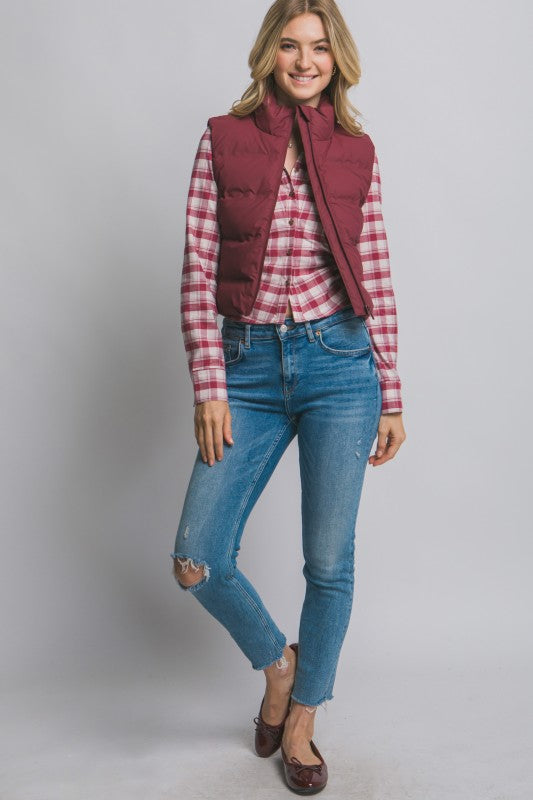 Winter Vacation Burgundy Puffer Vest
