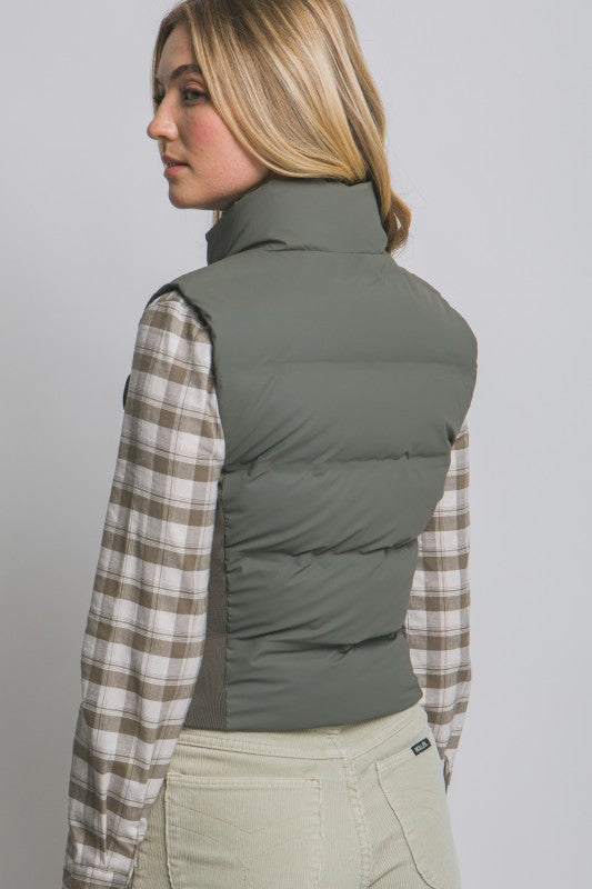 Winter Vacation Olive Puffer Vest