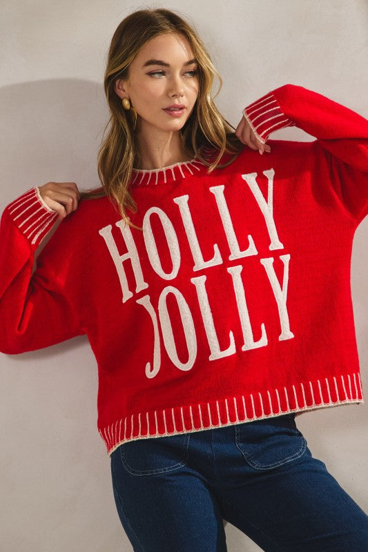 50% Off - A Whole Lotta Holly Jolly Red Knit Sweater