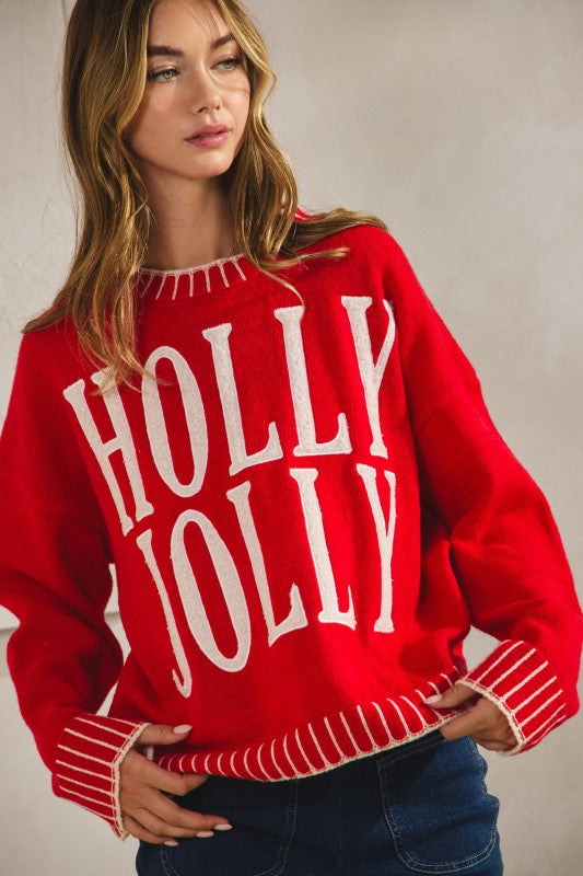 50% Off - A Whole Lotta Holly Jolly Red Knit Sweater