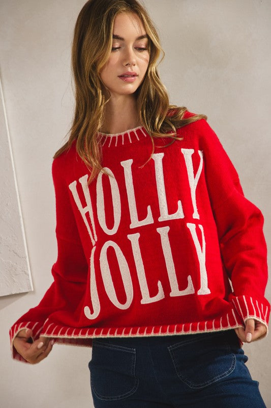 50% Off - A Whole Lotta Holly Jolly Red Knit Sweater