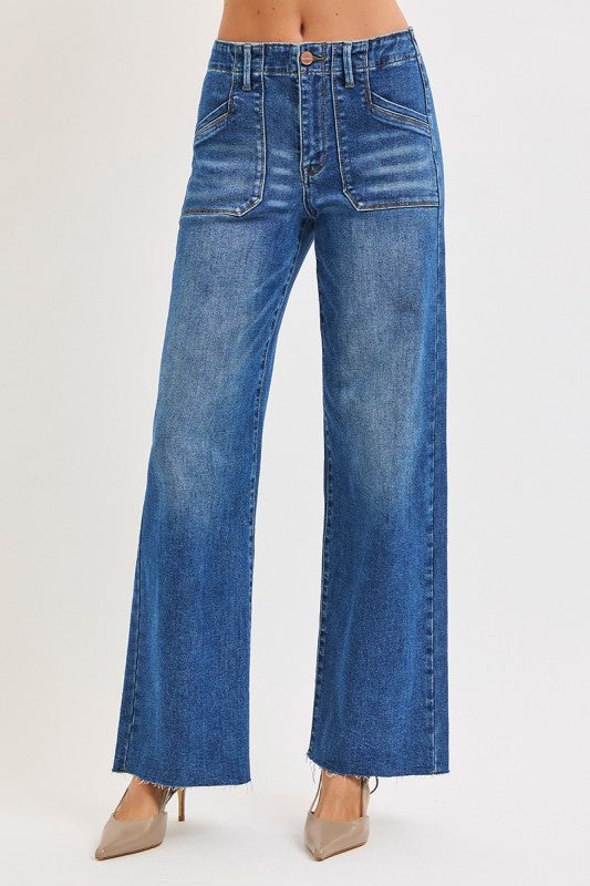 Walk The Line Wide Leg Risen Jeans