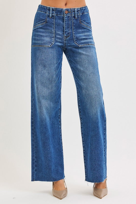 Walk The Line Wide Leg Risen Jeans