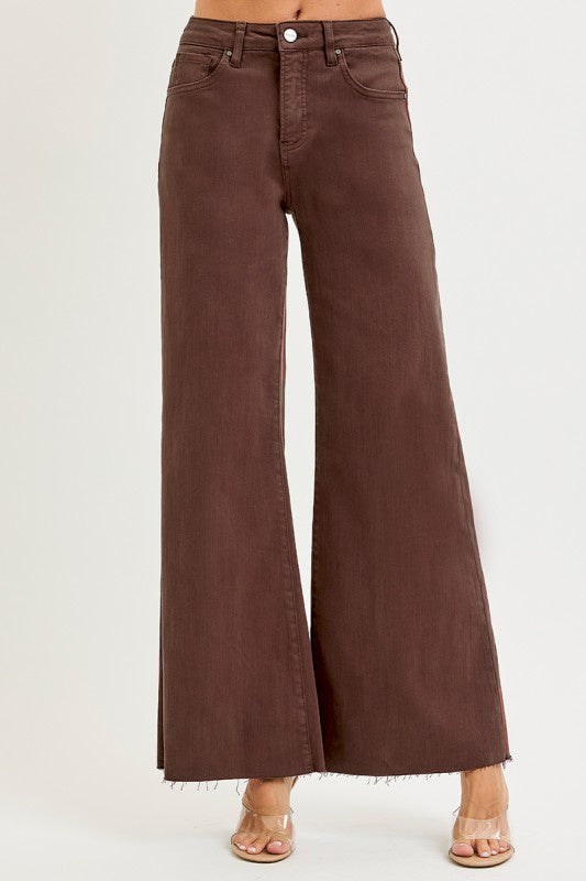 Brown Eyed Girl Brown Wide Leg Risen Jeans