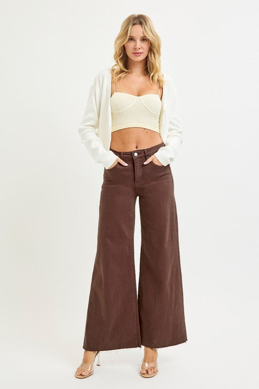 Brown Eyed Girl Brown Wide Leg Risen Jeans