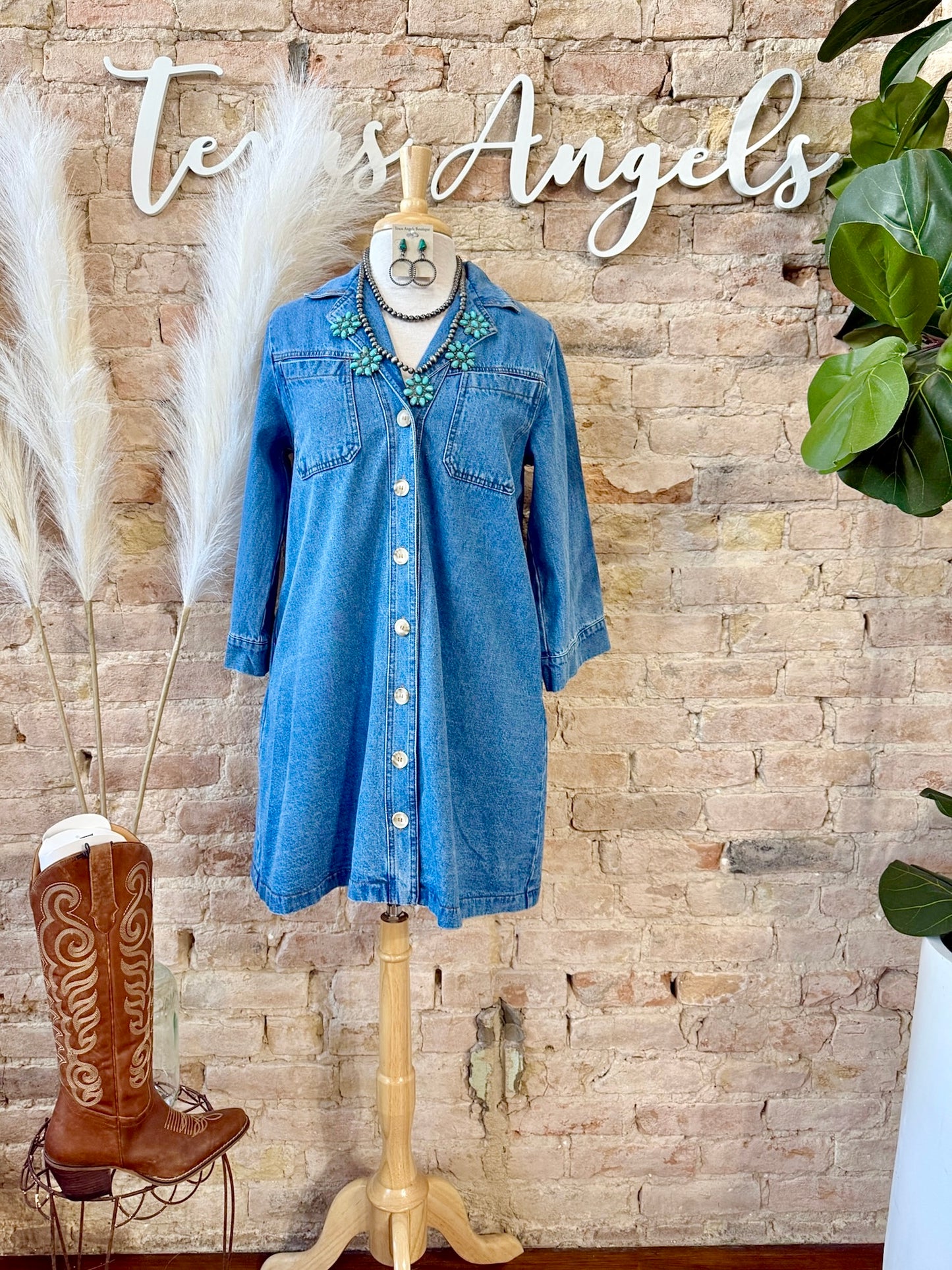 Dolly With A Touch Of Denim Dress