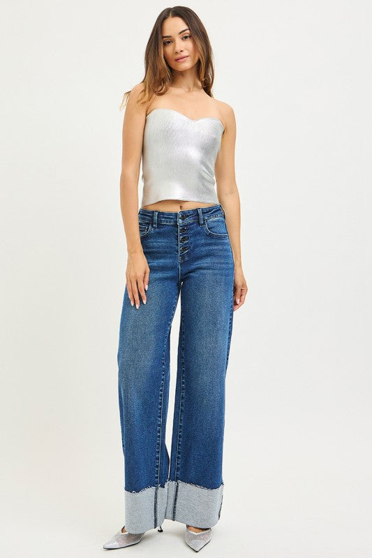 She’ll Leave You With A Smile Wide Leg Risen Jeans