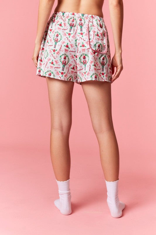 Dreaming Of A Pink Christmas Nutcracker Satin Christmas PJ Set