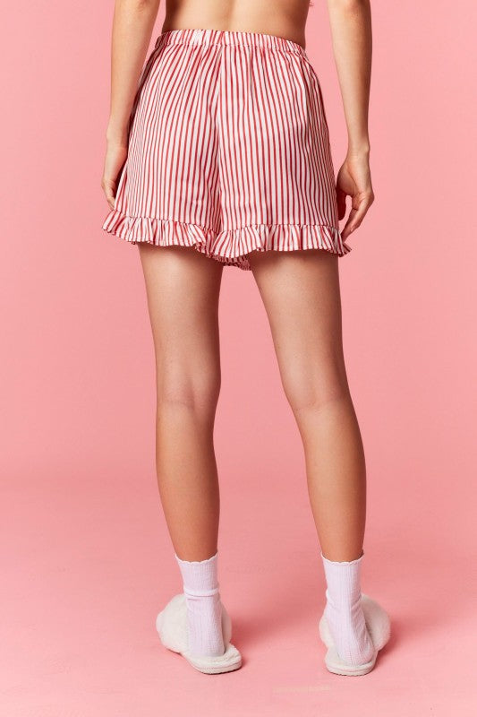 Ready For Santa Red Striped Satin Christmas PJ Set