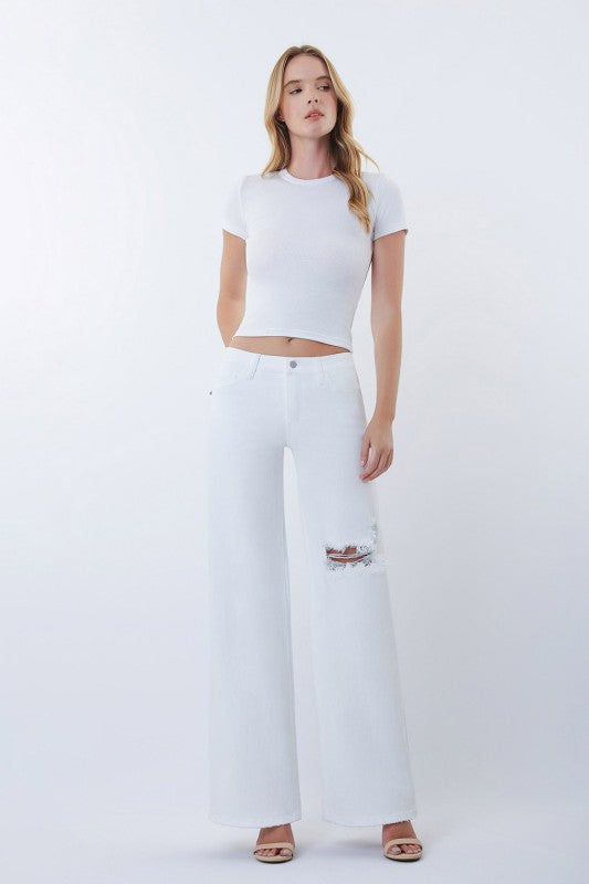 Worthwhile White Wide Leg Vervet By Flying Monkey Jeans