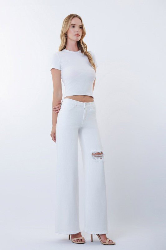 Worthwhile White Wide Leg Vervet By Flying Monkey Jeans