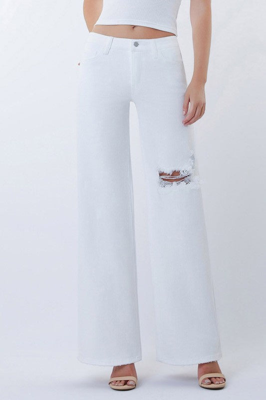 Worthwhile White Wide Leg Vervet By Flying Monkey Jeans