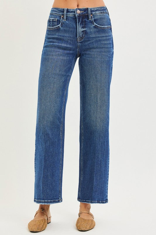 A Dream Come True Dark Wash Straight Leg Risen Jeans