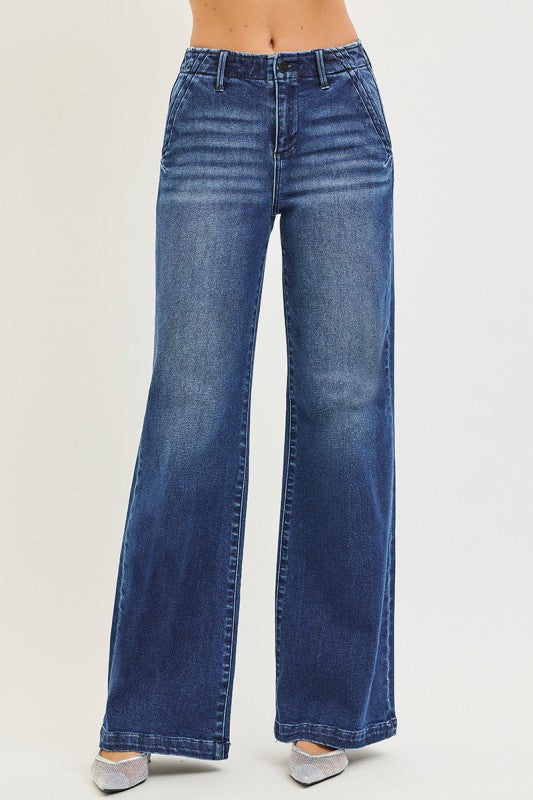 Born To Dream Dark Wash Wide Leg Risen Jeans