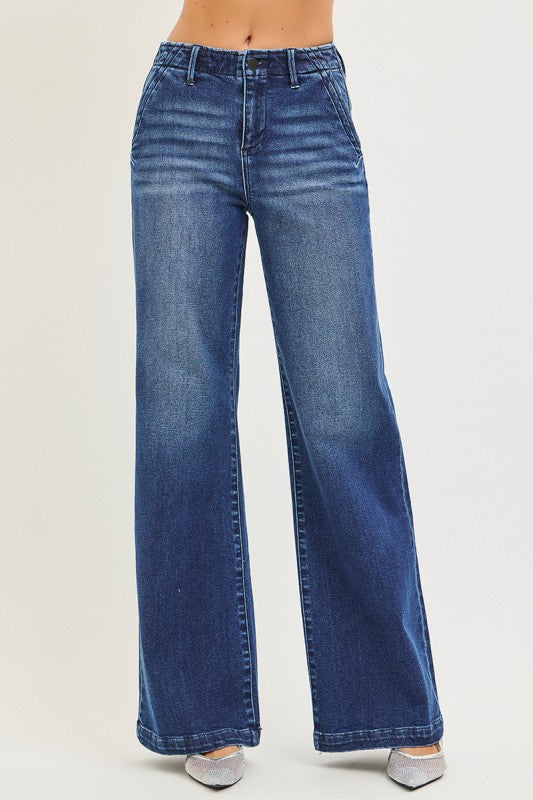 Born To Dream Dark Wash Wide Leg Risen Jeans