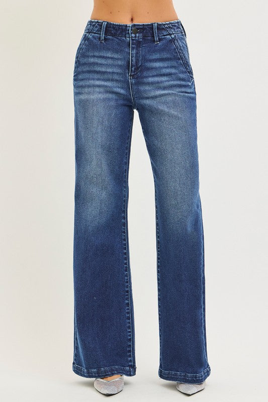 Born To Dream Dark Wash Wide Leg Risen Jeans